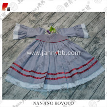 wholesale girl smocked natural fabric cotton dress